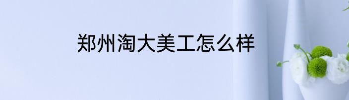 郑州淘大美工怎么样