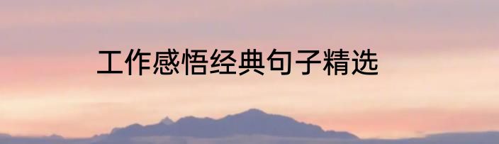 工作感悟经典句子精选