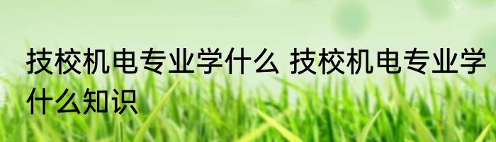 技校机电专业学什么 技校机电专业学什么知识