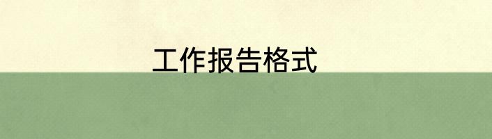 工作报告格式