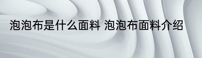 泡泡布是什么面料 泡泡布面料介绍