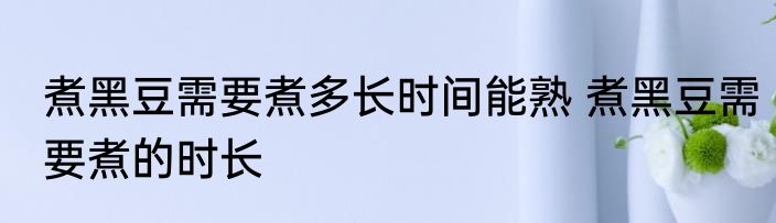 煮黑豆需要煮多长时间能熟 煮黑豆需要煮的时长