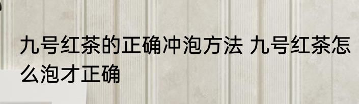九号红茶的正确冲泡方法 九号红茶怎么泡才正确