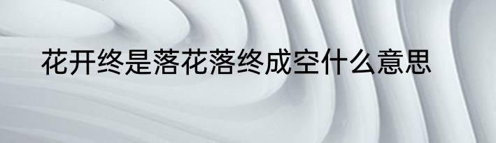 花开终是落花落终成空什么意思