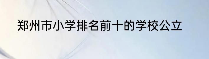 郑州市小学排名前十的学校公立