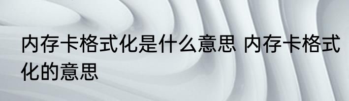 内存卡格式化是什么意思 内存卡格式化的意思