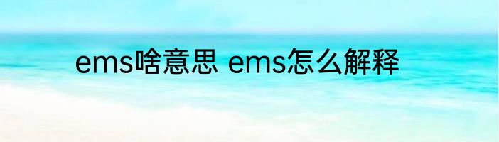ems啥意思 ems怎么解释