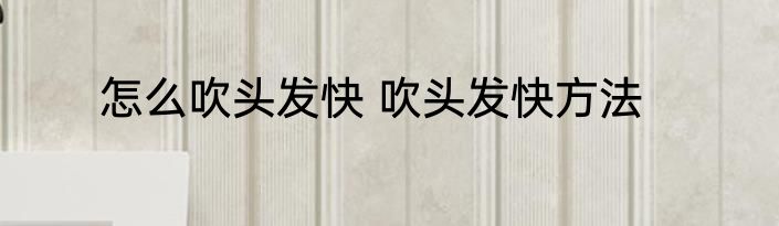 怎么吹头发快 吹头发快方法