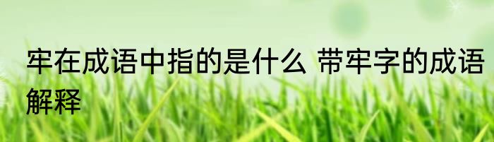 牢在成语中指的是什么 带牢字的成语解释