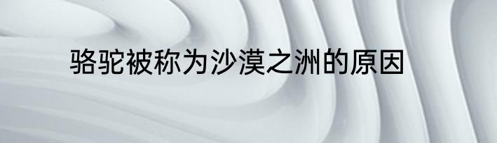 骆驼被称为沙漠之洲的原因
