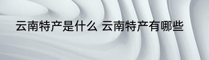 云南特产是什么 云南特产有哪些
