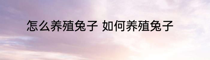 怎么养殖兔子 如何养殖兔子