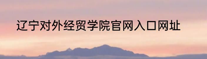 辽宁对外经贸学院官网入口网址