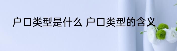 户口类型是什么 户口类型的含义
