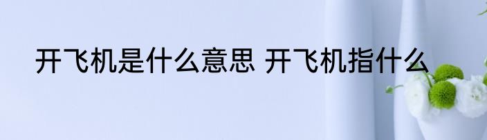 开飞机是什么意思 开飞机指什么