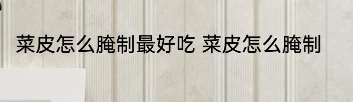 菜皮怎么腌制最好吃 菜皮怎么腌制