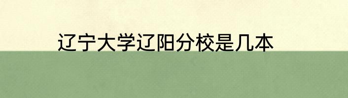 辽宁大学辽阳分校是几本