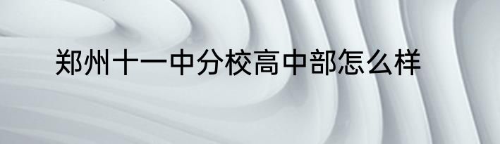郑州十一中分校高中部怎么样