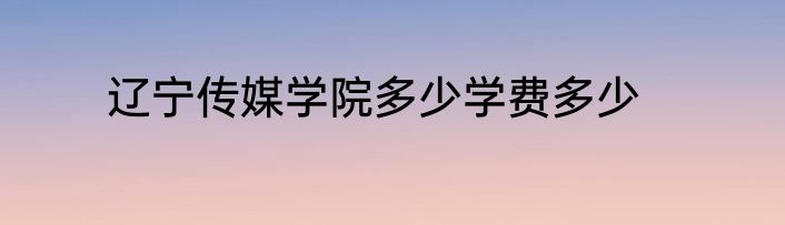 辽宁传媒学院多少学费多少