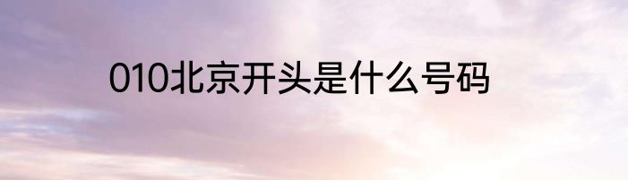 010北京开头是什么号码