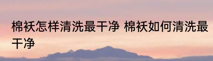 棉袄怎样清洗最干净 棉袄如何清洗最干净
