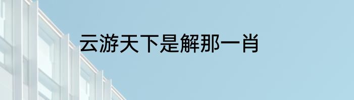云游天下是解那一肖