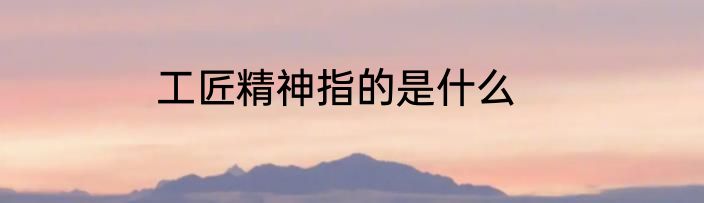 工匠精神指的是什么