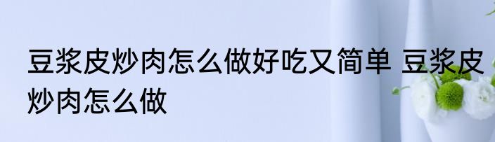 豆浆皮炒肉怎么做好吃又简单 豆浆皮炒肉怎么做