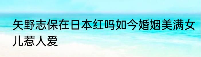 矢野志保在日本红吗如今婚姻美满女儿惹人爱