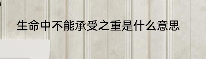 生命中不能承受之重是什么意思