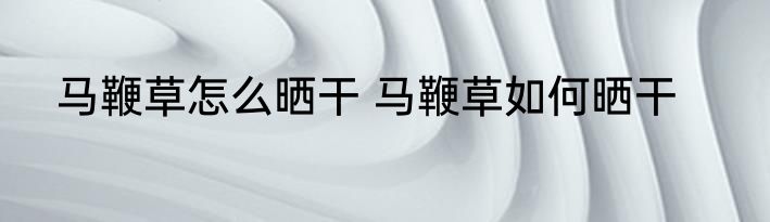 马鞭草怎么晒干 马鞭草如何晒干
