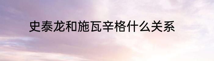 史泰龙和施瓦辛格什么关系
