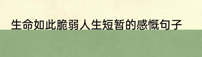 生命如此脆弱人生短暂的感慨句子