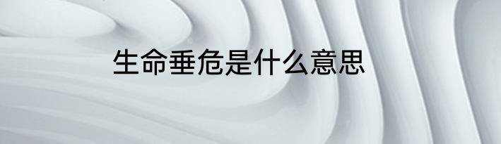 生命垂危是什么意思