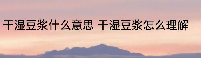 干湿豆浆什么意思 干湿豆浆怎么理解