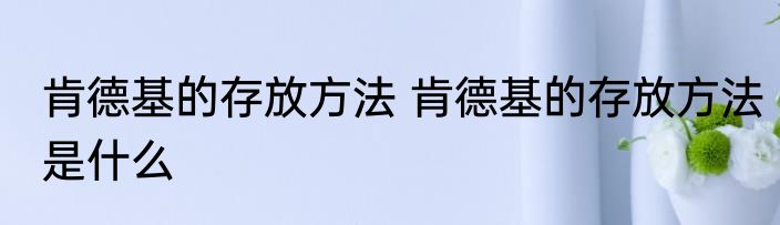 肯德基的存放方法 肯德基的存放方法是什么