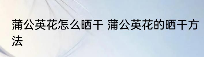 蒲公英花怎么晒干 蒲公英花的晒干方法
