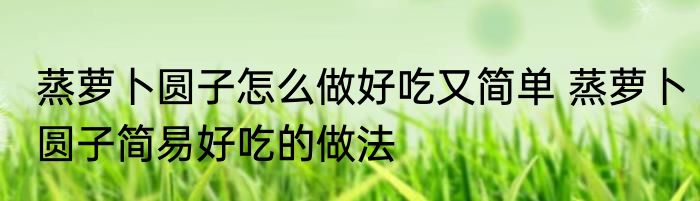 蒸萝卜圆子怎么做好吃又简单 蒸萝卜圆子简易好吃的做法