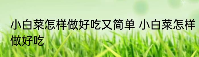 小白菜怎样做好吃又简单 小白菜怎样做好吃