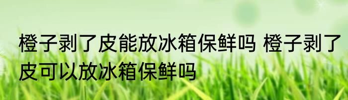 橙子剥了皮能放冰箱保鲜吗 橙子剥了皮可以放冰箱保鲜吗