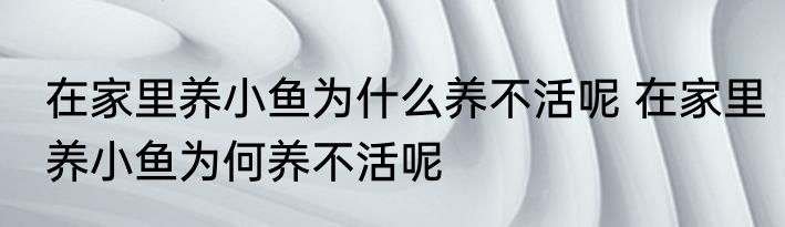 在家里养小鱼为什么养不活呢 在家里养小鱼为何养不活呢