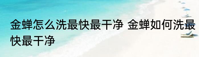 金蝉怎么洗最快最干净 金蝉如何洗最快最干净