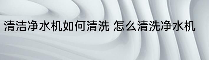 清洁净水机如何清洗 怎么清洗净水机