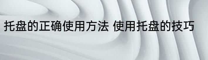 托盘的正确使用方法 使用托盘的技巧