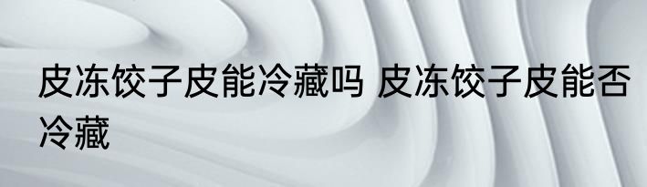 皮冻饺子皮能冷藏吗 皮冻饺子皮能否冷藏