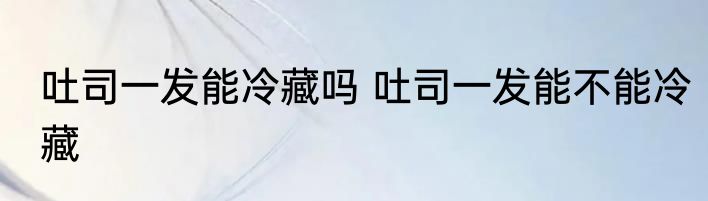 吐司一发能冷藏吗 吐司一发能不能冷藏
