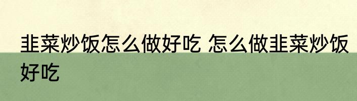 韭菜炒饭怎么做好吃 怎么做韭菜炒饭好吃