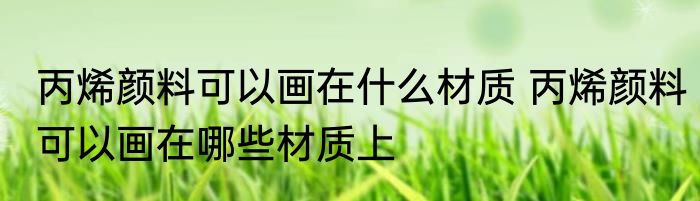 丙烯颜料可以画在什么材质 丙烯颜料可以画在哪些材质上