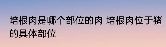 培根肉是哪个部位的肉 培根肉位于猪的具体部位