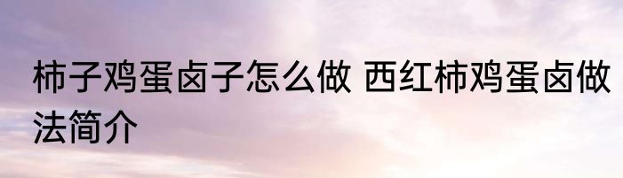 柿子鸡蛋卤子怎么做 西红柿鸡蛋卤做法简介